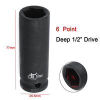 1/2 Inch Car Drive Deep Impact Sockets Metric Air Pneumatic Socket Wrench Head 17-30mm Standard Durable Auto Truck Repair Tools