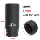 1/2 Inch Car Drive Deep Impact Sockets Metric Air Pneumatic Socket Wrench Head 17-30mm Standard Durable Auto Truck Repair Tools