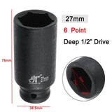 1/2 Inch Car Drive Deep Impact Sockets Metric Air Pneumatic Socket Wrench Head 17-30mm Standard Durable Auto Truck Repair Tools